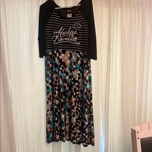 Harley-Davidson Striped Top with Geometric Skirt